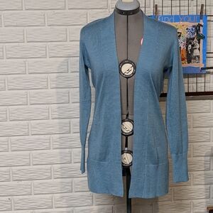 Ann Taylor Factory fine knit open cardigan merino wool blend XS